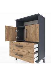 Arges Komodin 2 Raflı 2 Çekmeceli 2 Kapaklı 60x30x96 - S14M023V6A