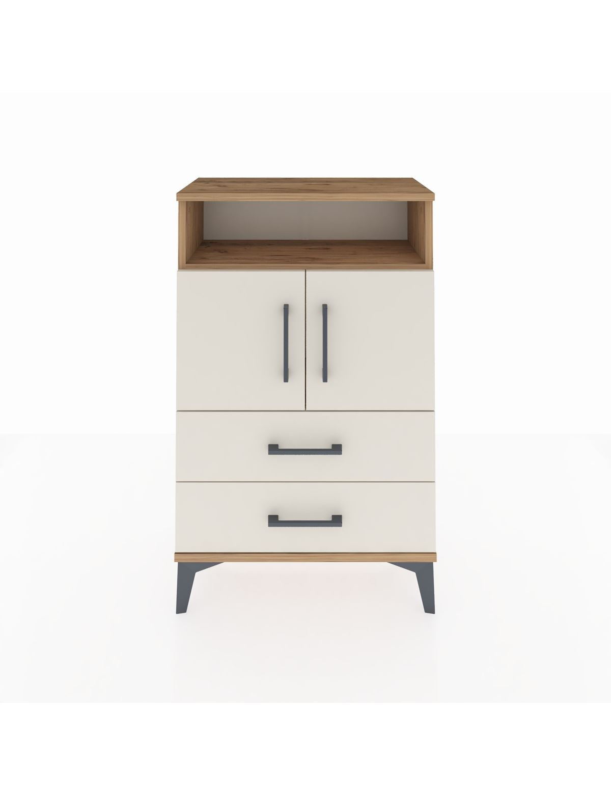 Arges Komodin 2 Raflı 2 Çekmeceli 2 Kapaklı 60x30x96 - S14M023V7A