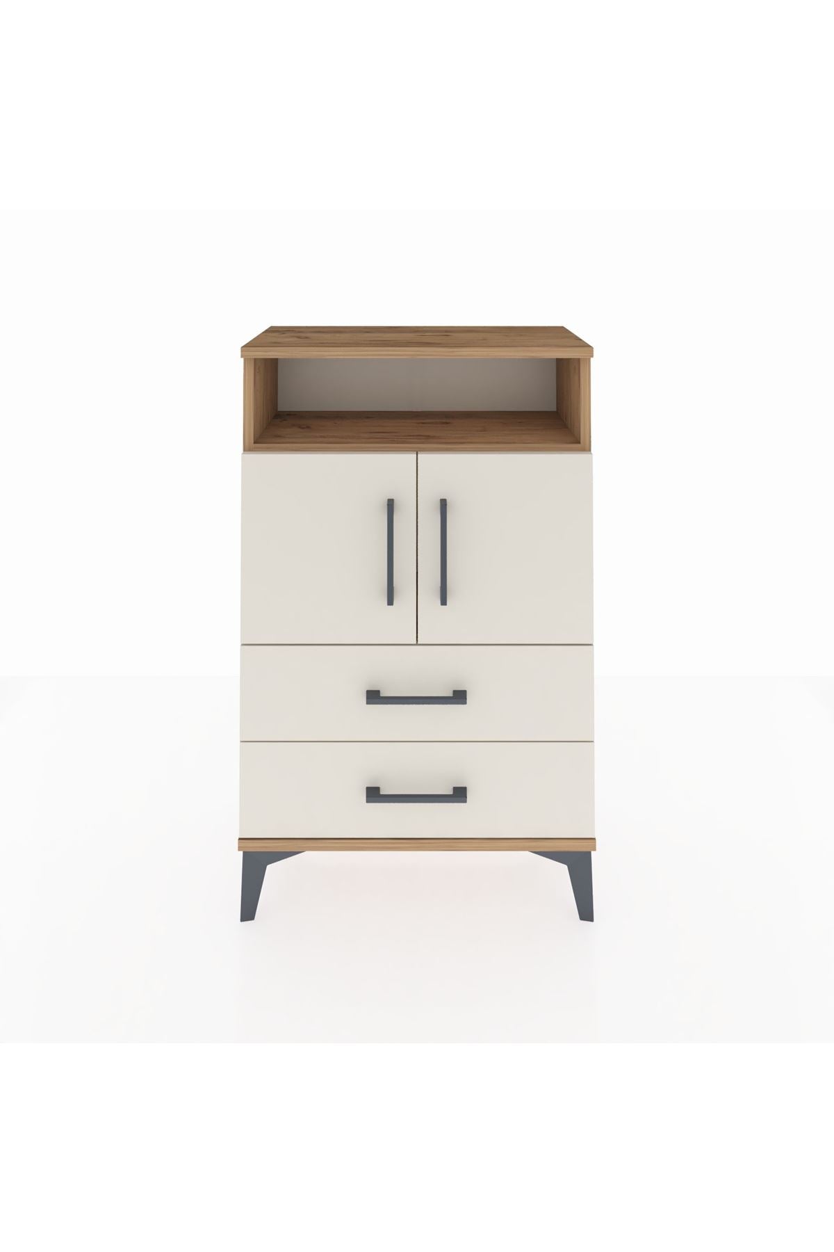 Arges Komodin 2 Raflı 2 Çekmeceli 2 Kapaklı 60x30x96 - S14M023V7A