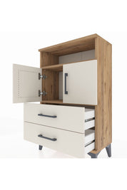 Arges Komodin 2 Raflı 2 Çekmeceli 2 Kapaklı 60x30x96 - S14M023V7A