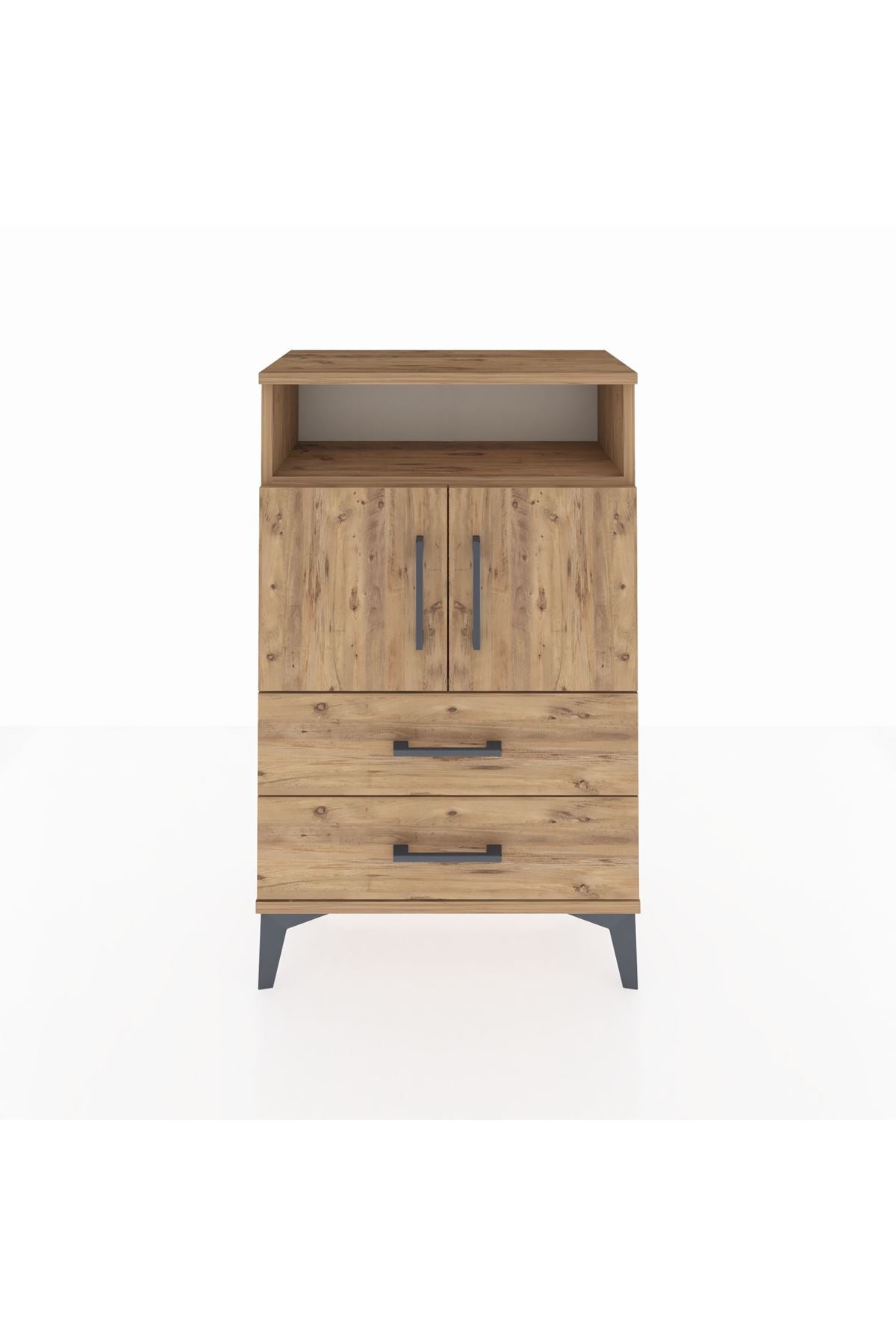 Arges Komodin 2 Raflı 2 Çekmeceli 2 Kapaklı 60x30x96 - S14M023V9A