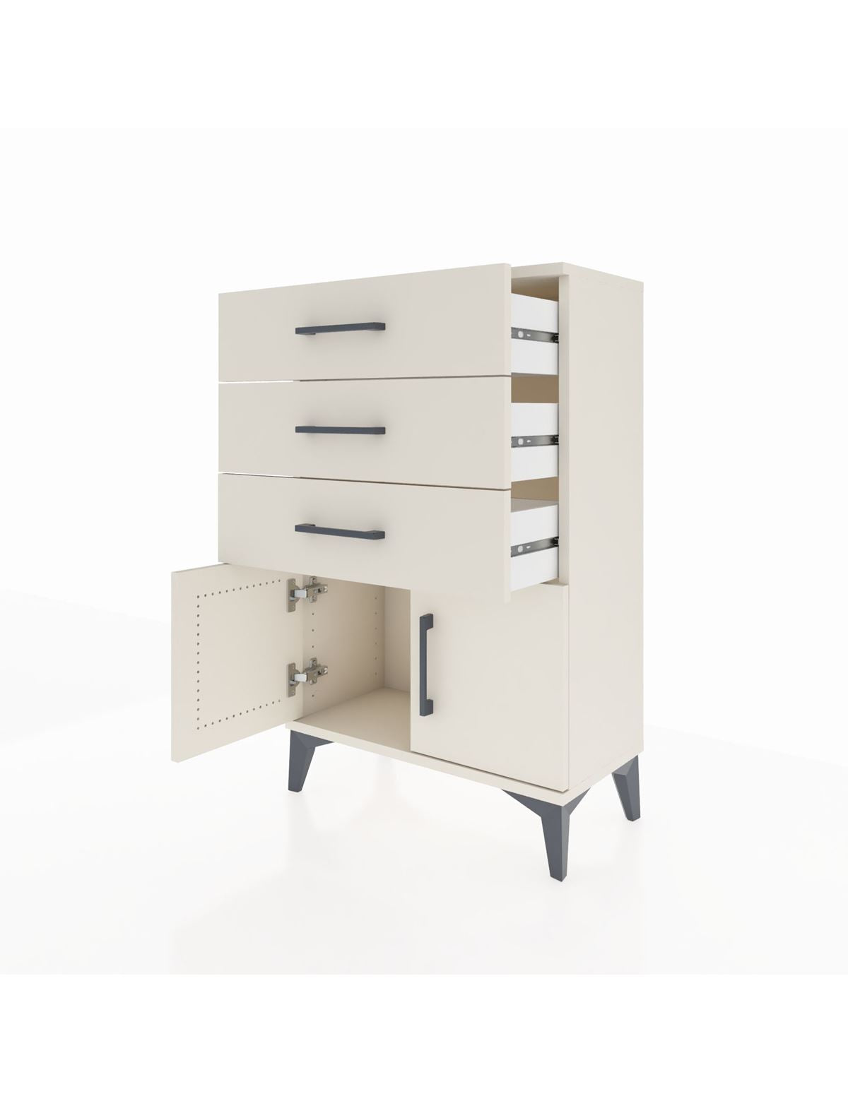 Arges Komodin 3 Çekmeceli 2 Kapaklı 60x30x96 - S14M024V1A