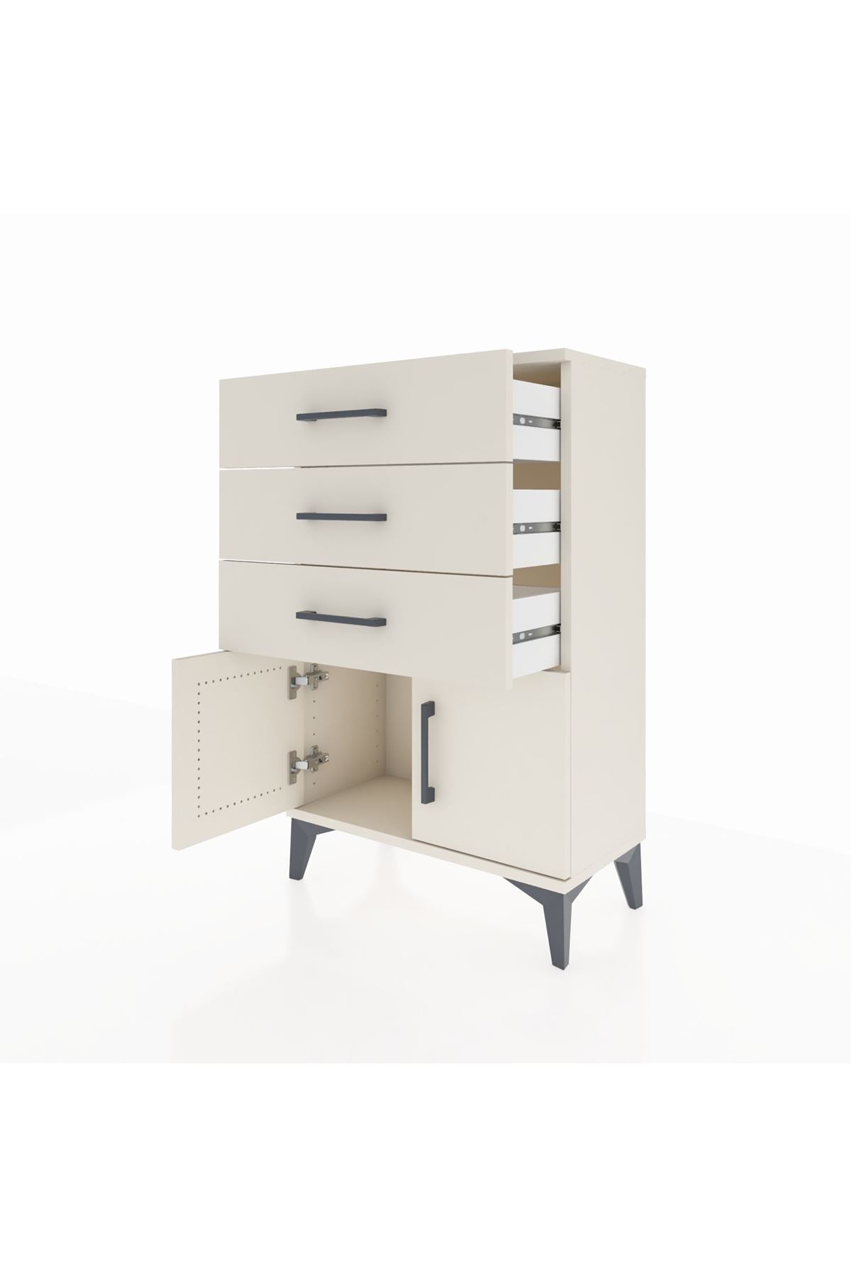 Arges Komodin 3 Çekmeceli 2 Kapaklı 60x30x96 - S14M024V1A