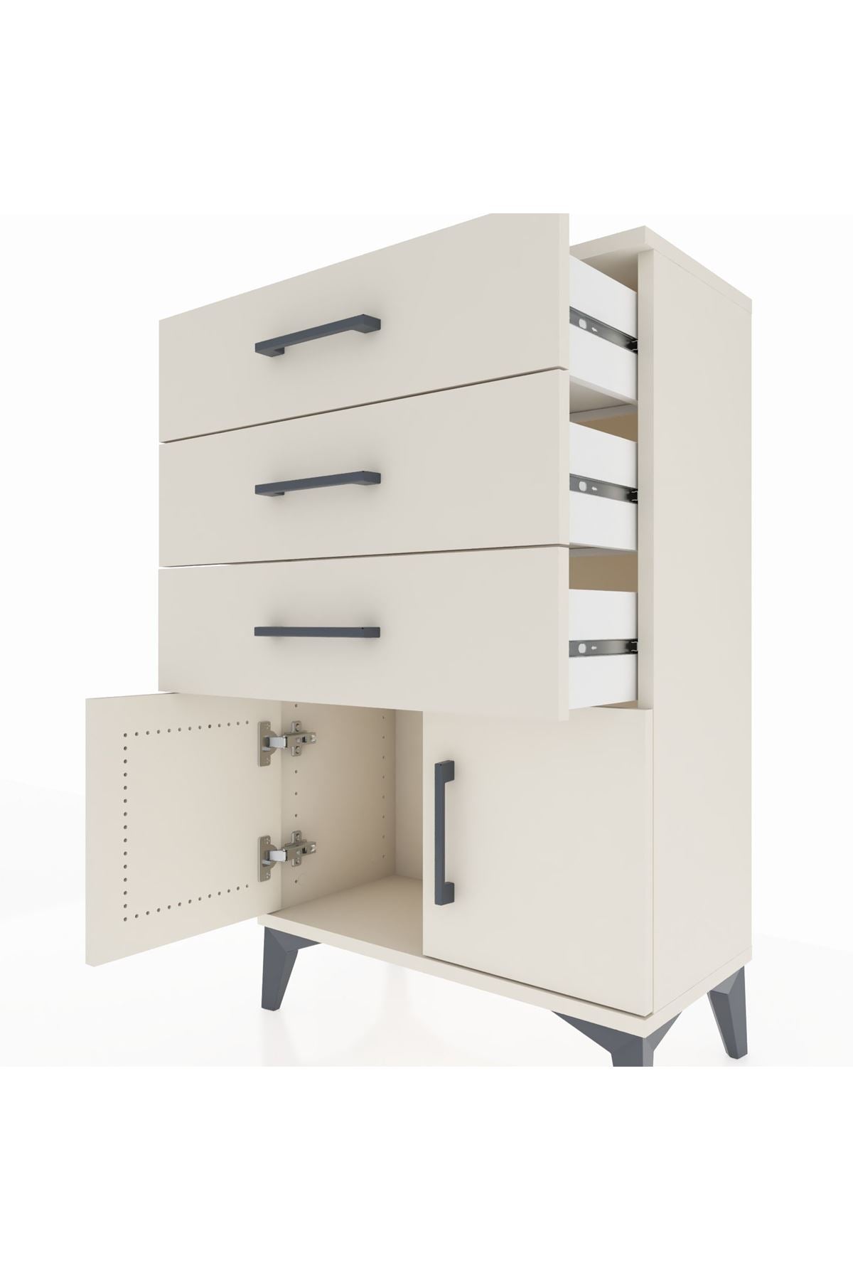 Arges Komodin 3 Çekmeceli 2 Kapaklı 60x30x96 - S14M024V1A