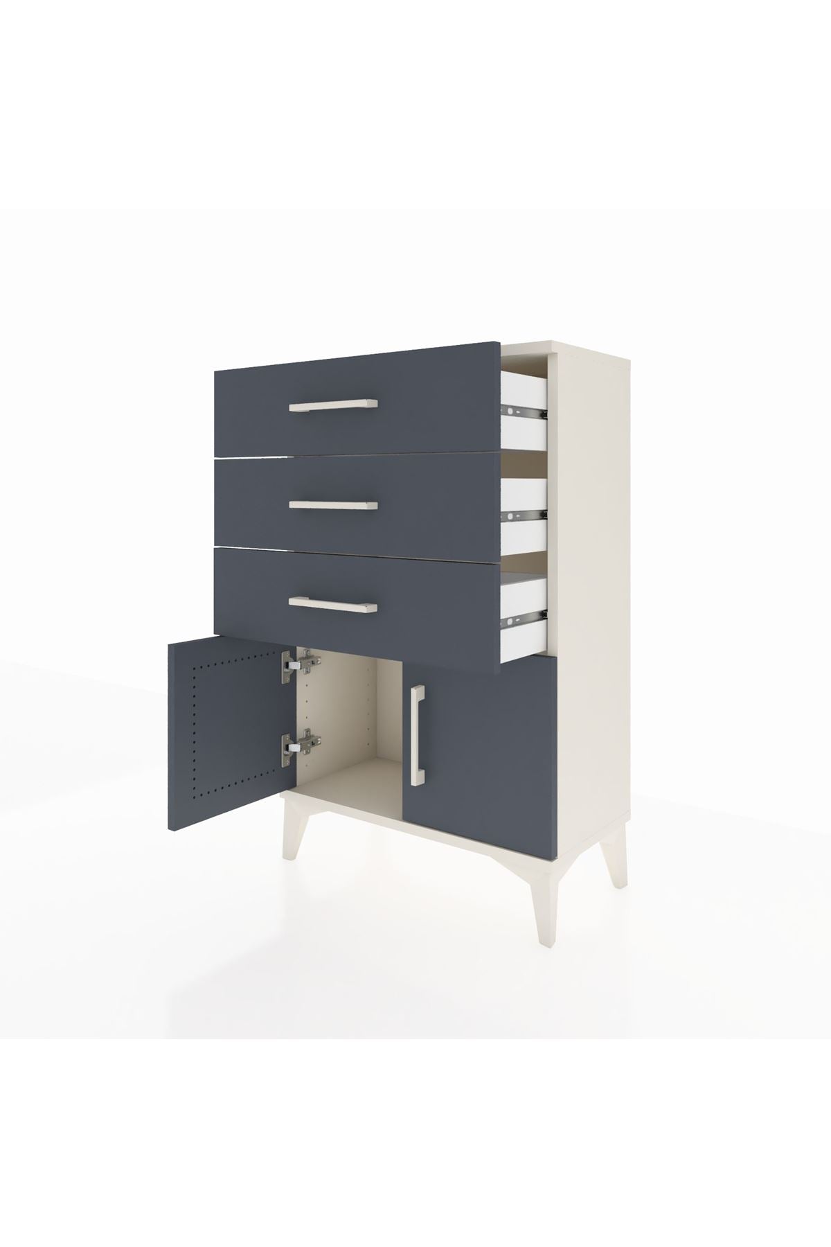 Arges Komodin 3 Çekmeceli 2 Kapaklı 60x30x96 - S14M024V2A