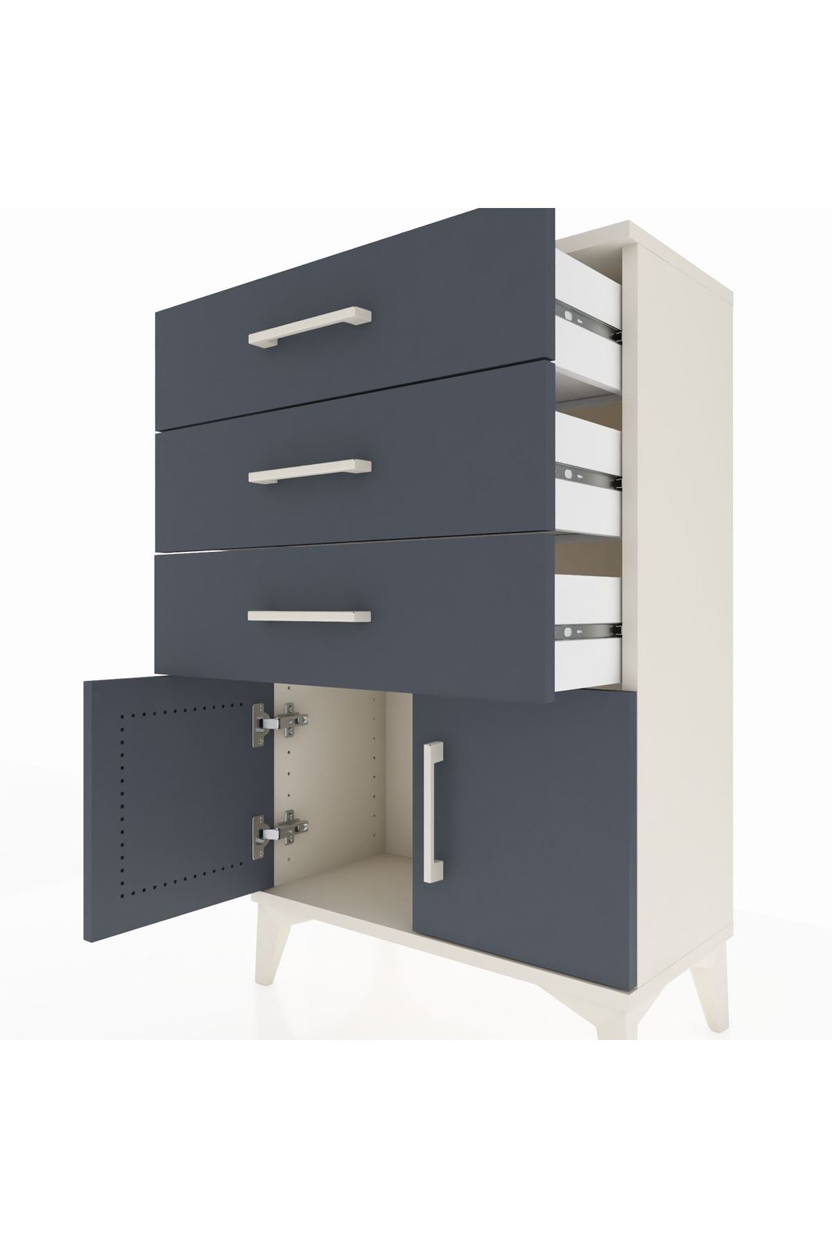 Arges Komodin 3 Çekmeceli 2 Kapaklı 60x30x96 - S14M024V2A