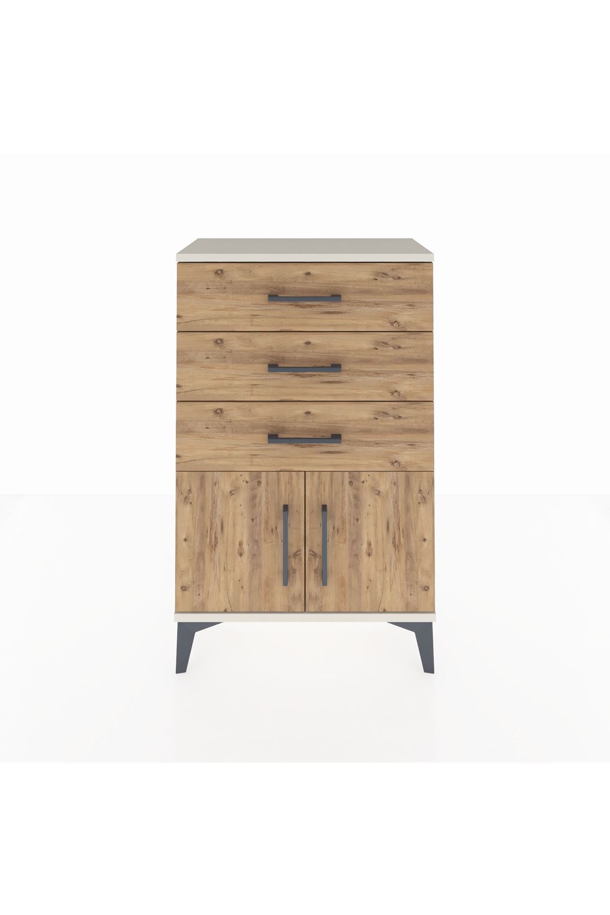 Arges Komodin 3 Çekmeceli 2 Kapaklı 60x30x96 - S14M024V3A