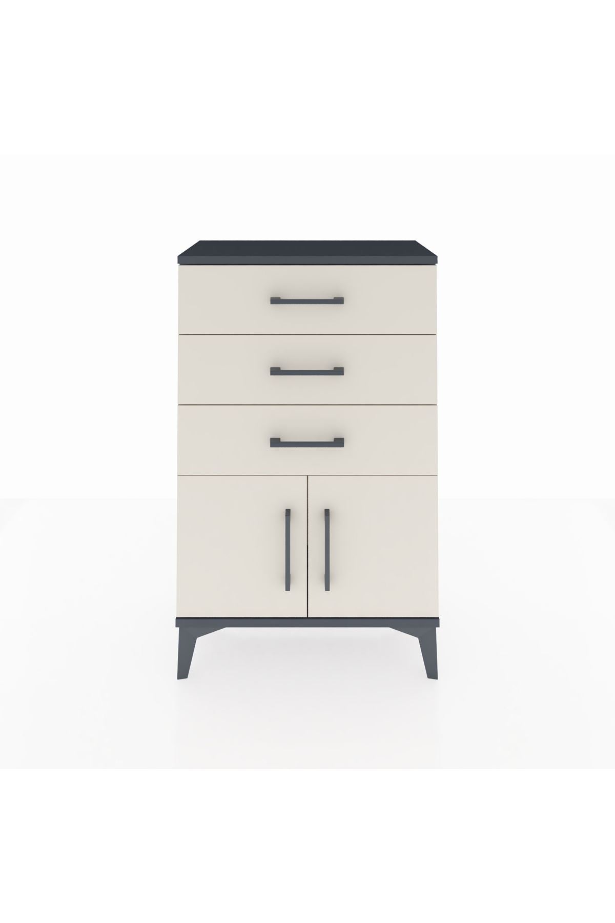 Arges Komodin 3 Çekmeceli 2 Kapaklı 60x30x96 - S14M024V4A