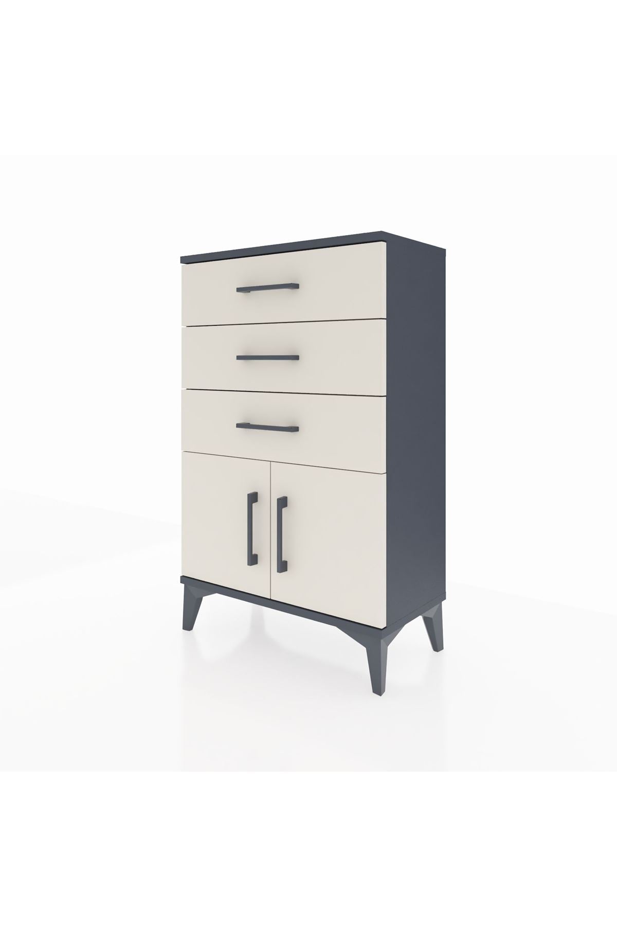 Arges Komodin 3 Çekmeceli 2 Kapaklı 60x30x96 - S14M024V4A