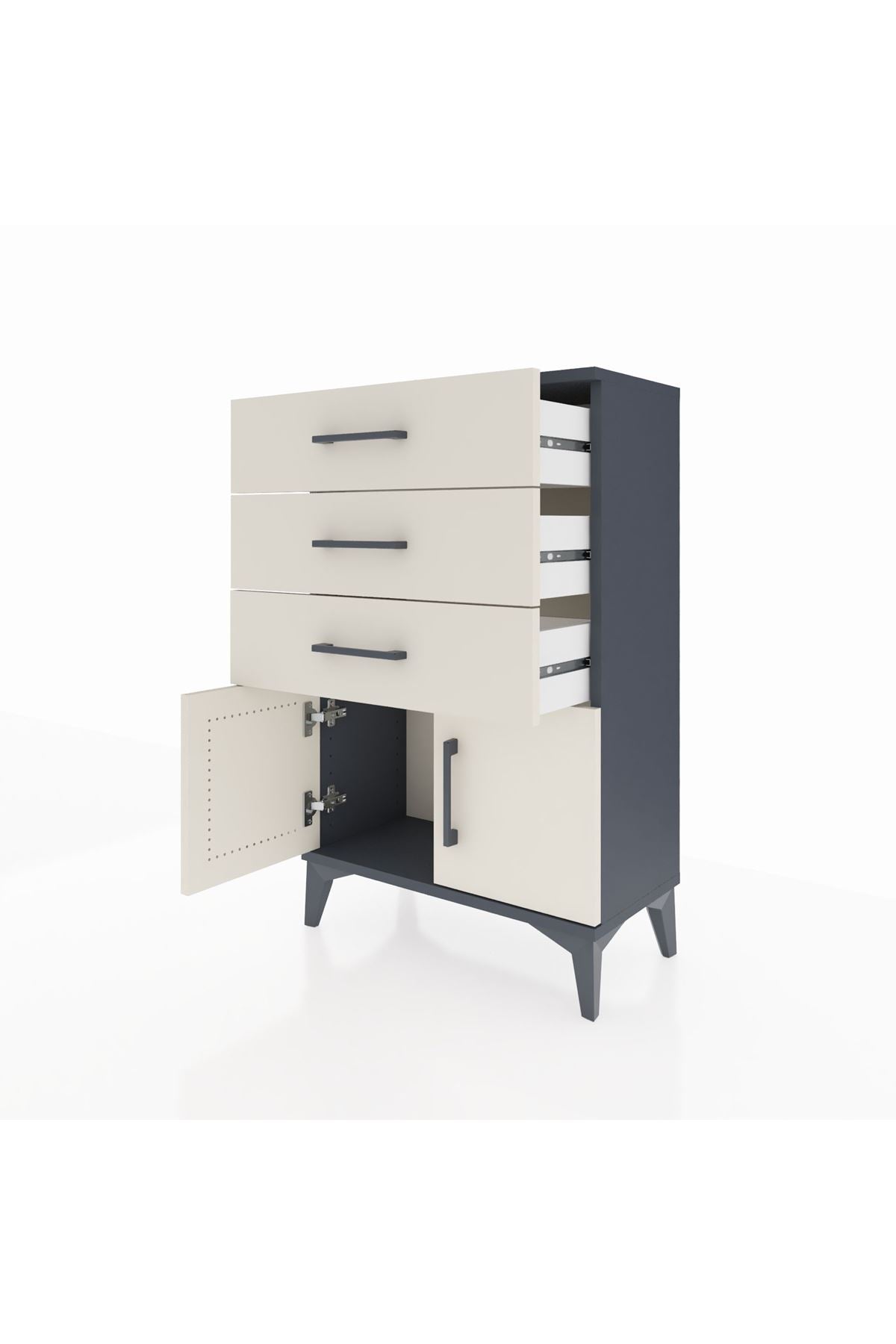 Arges Komodin 3 Çekmeceli 2 Kapaklı 60x30x96 - S14M024V4A