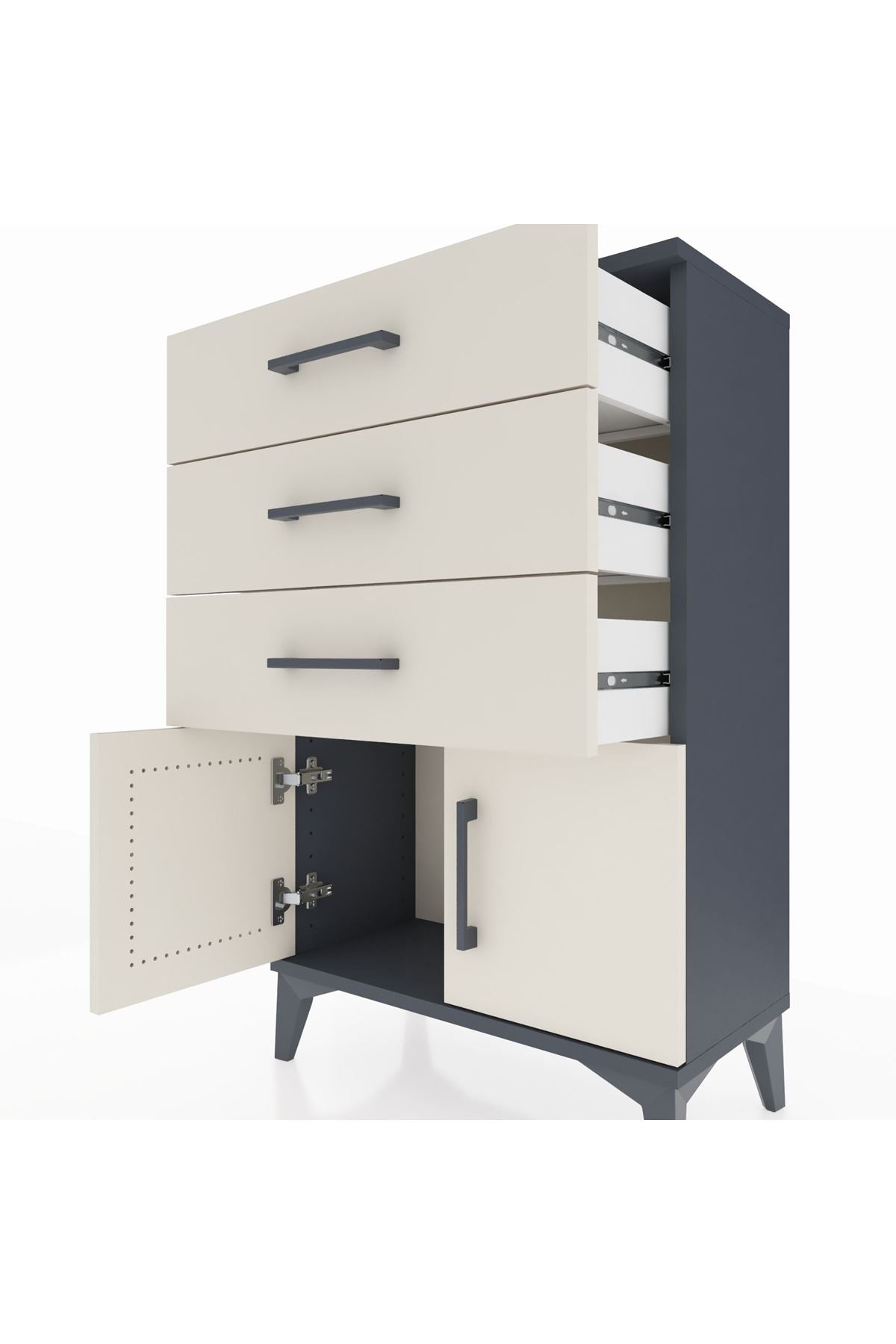 Arges Komodin 3 Çekmeceli 2 Kapaklı 60x30x96 - S14M024V4A