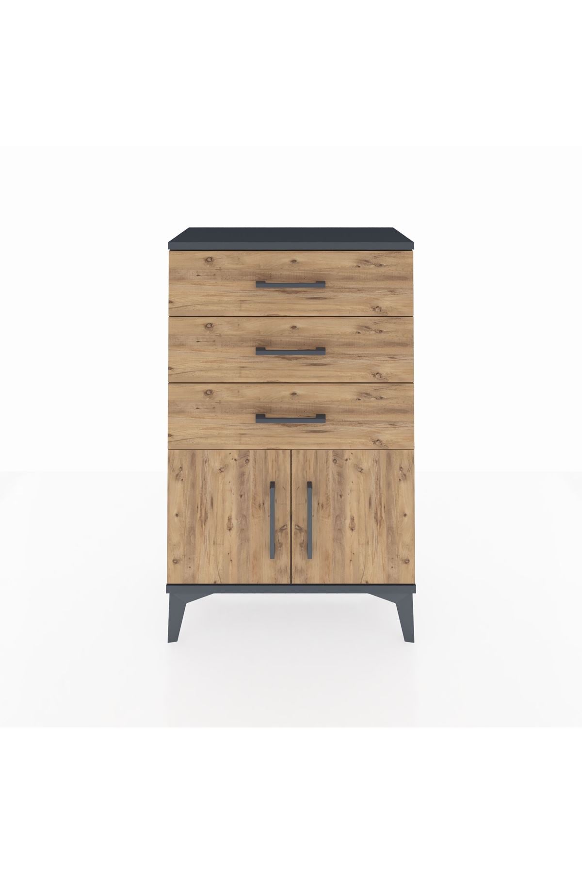 Arges Komodin 3 Çekmeceli 2 Kapaklı 60x30x96 - S14M024V6A