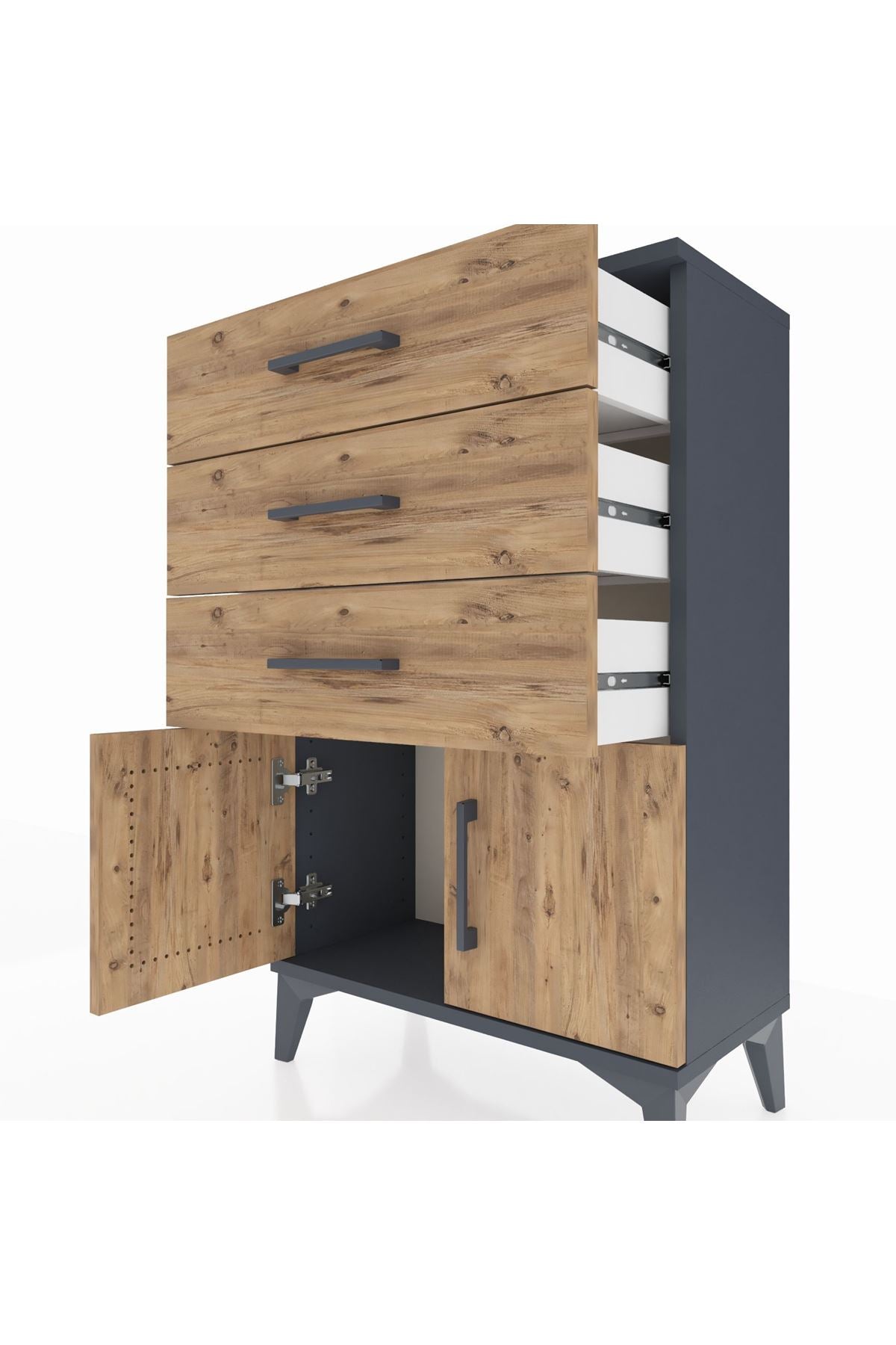 Arges Komodin 3 Çekmeceli 2 Kapaklı 60x30x96 - S14M024V6A