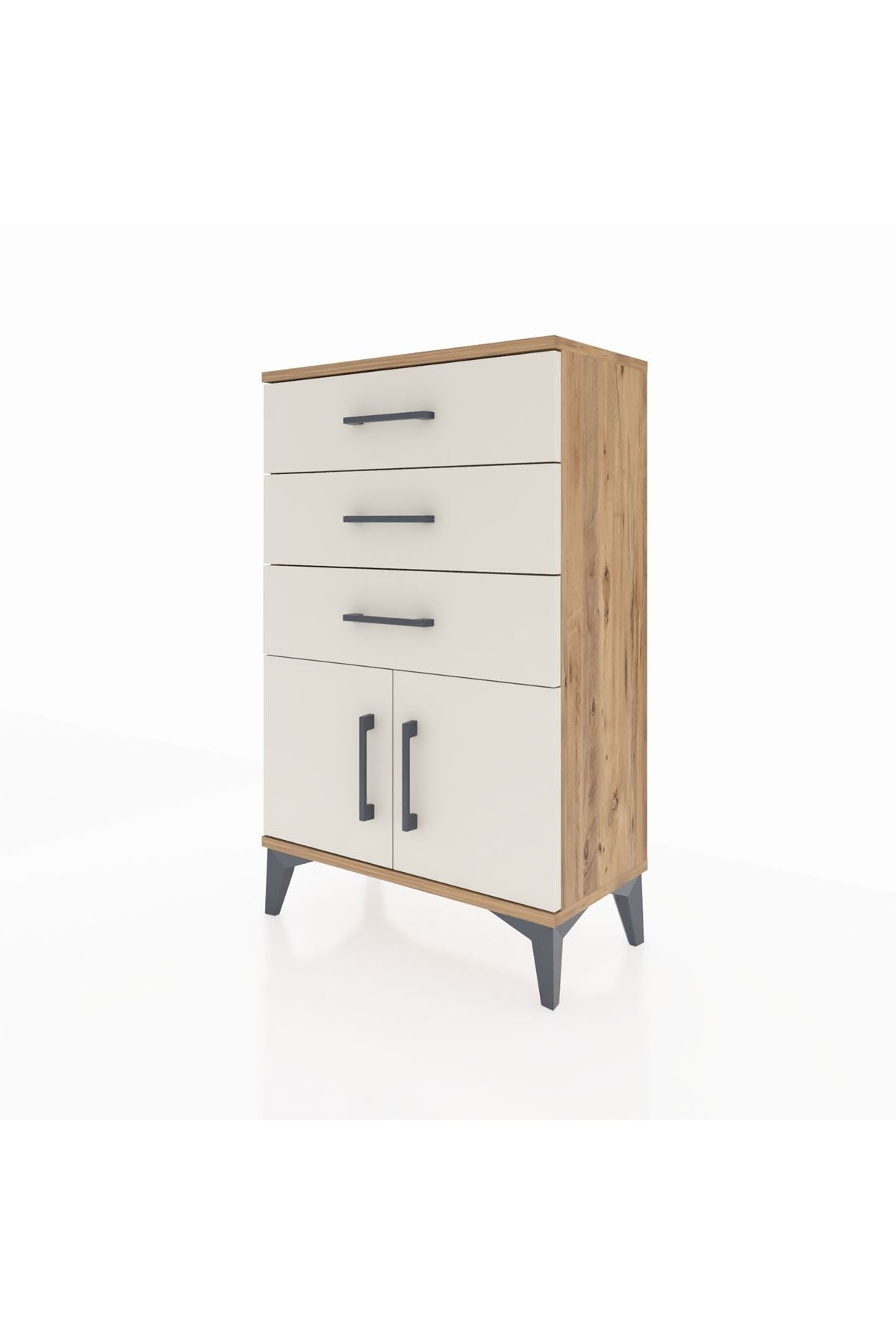 Arges Komodin 3 Çekmeceli 2 Kapaklı 60x30x96 - S14M024V7A