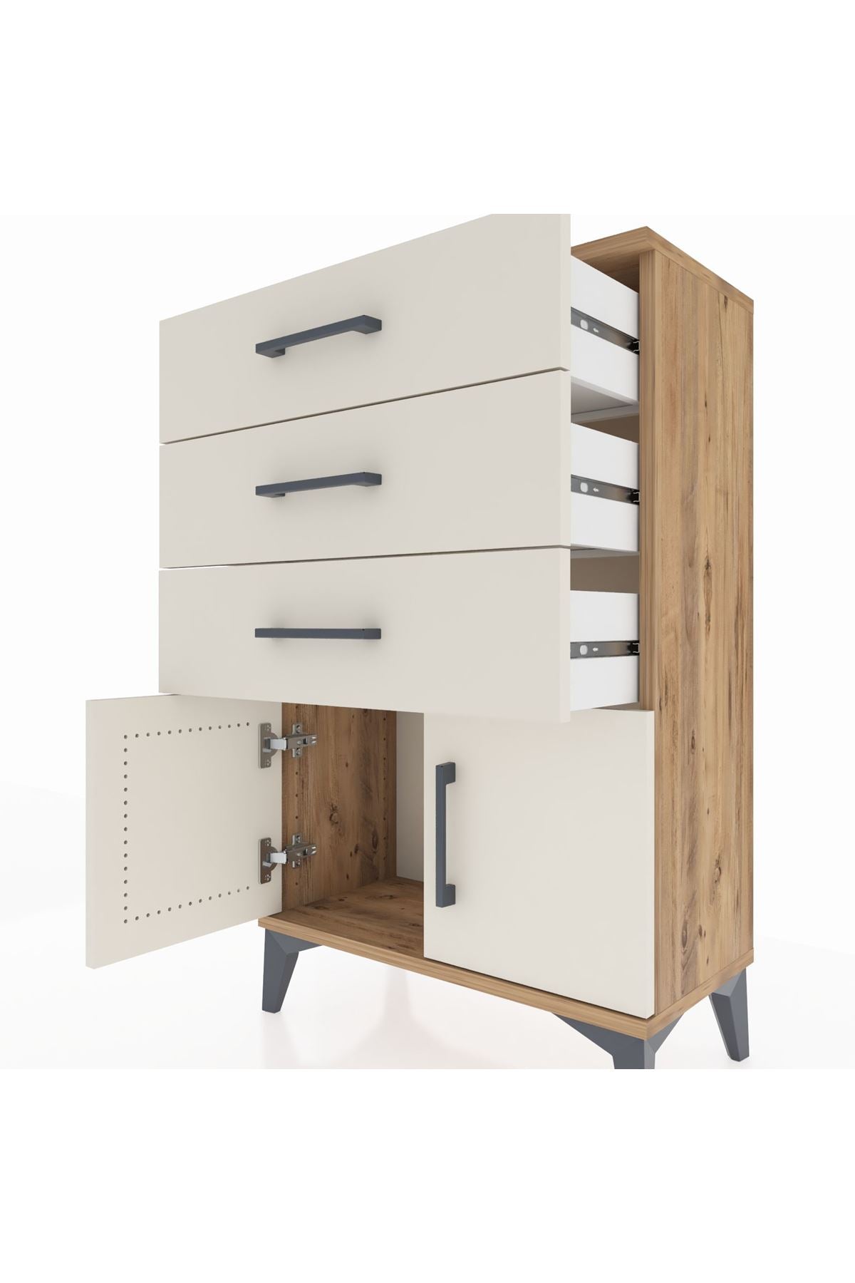 Arges Komodin 3 Çekmeceli 2 Kapaklı 60x30x96 - S14M024V7A