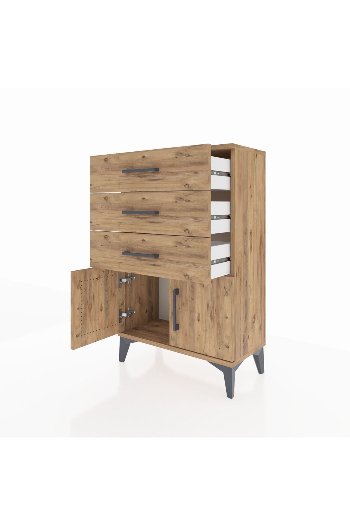 Arges Komodin 3 Çekmeceli 2 Kapaklı 60x30x96 - S14M024V9A
