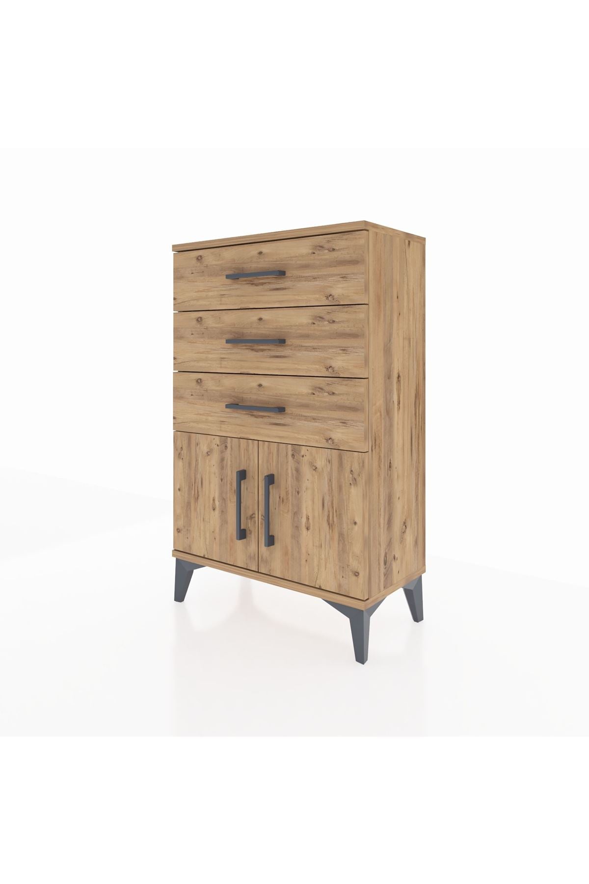 Arges Komodin 3 Çekmeceli 2 Kapaklı 60x30x96 - S14M024V9A