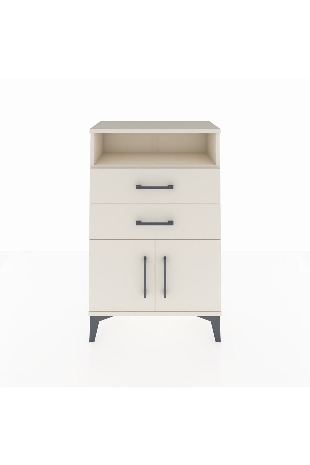 Arges Komodin Tek Raflı 2 Çekmeceli 2 Kapaklı 60x30x96 - S14M025V1A