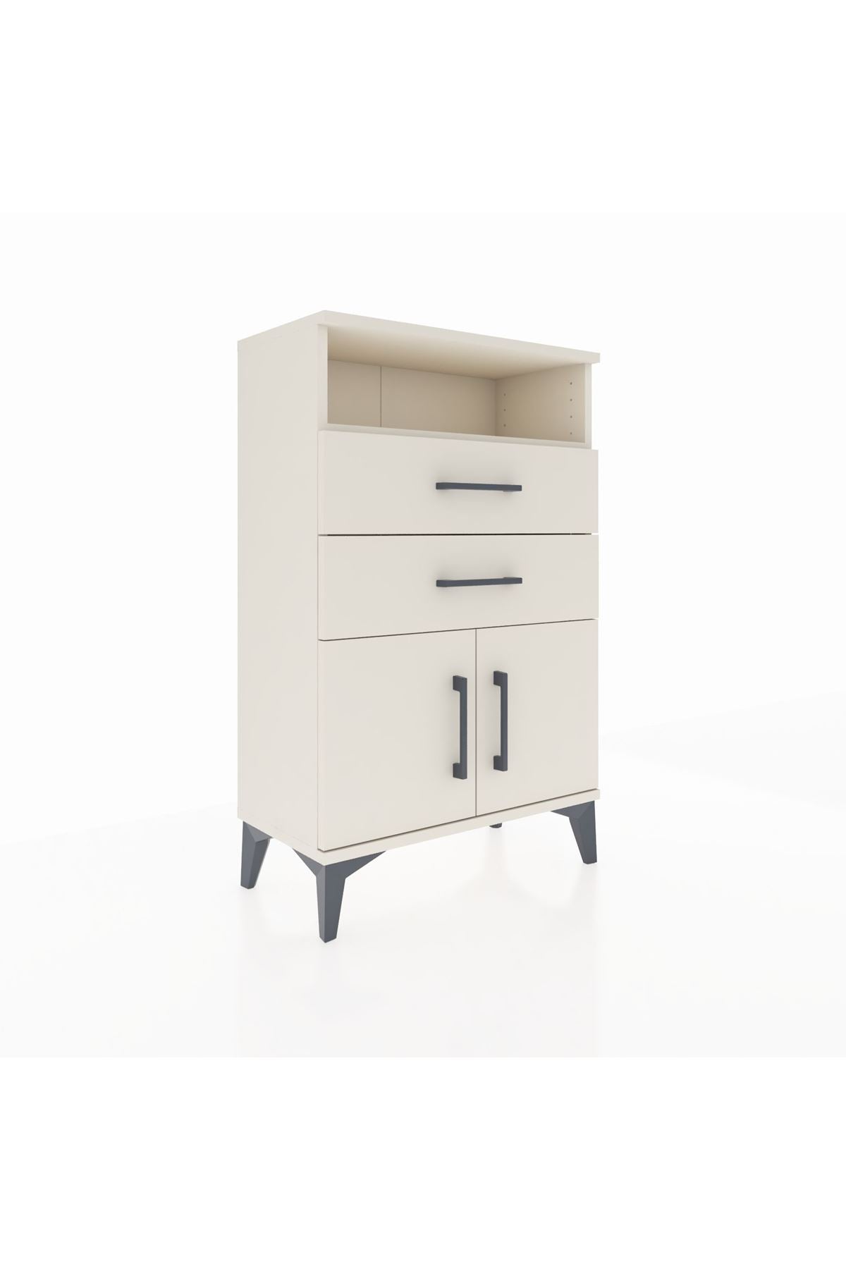 Arges Komodin Tek Raflı 2 Çekmeceli 2 Kapaklı 60x30x96 - S14M025V1A