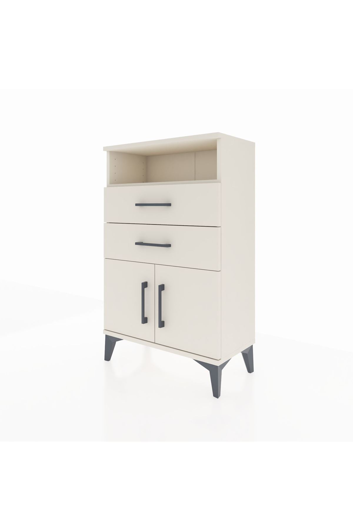 Arges Komodin Tek Raflı 2 Çekmeceli 2 Kapaklı 60x30x96 - S14M025V1A