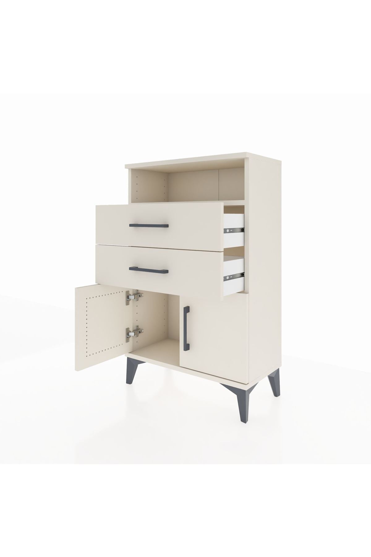 Arges Komodin Tek Raflı 2 Çekmeceli 2 Kapaklı 60x30x96 - S14M025V1A