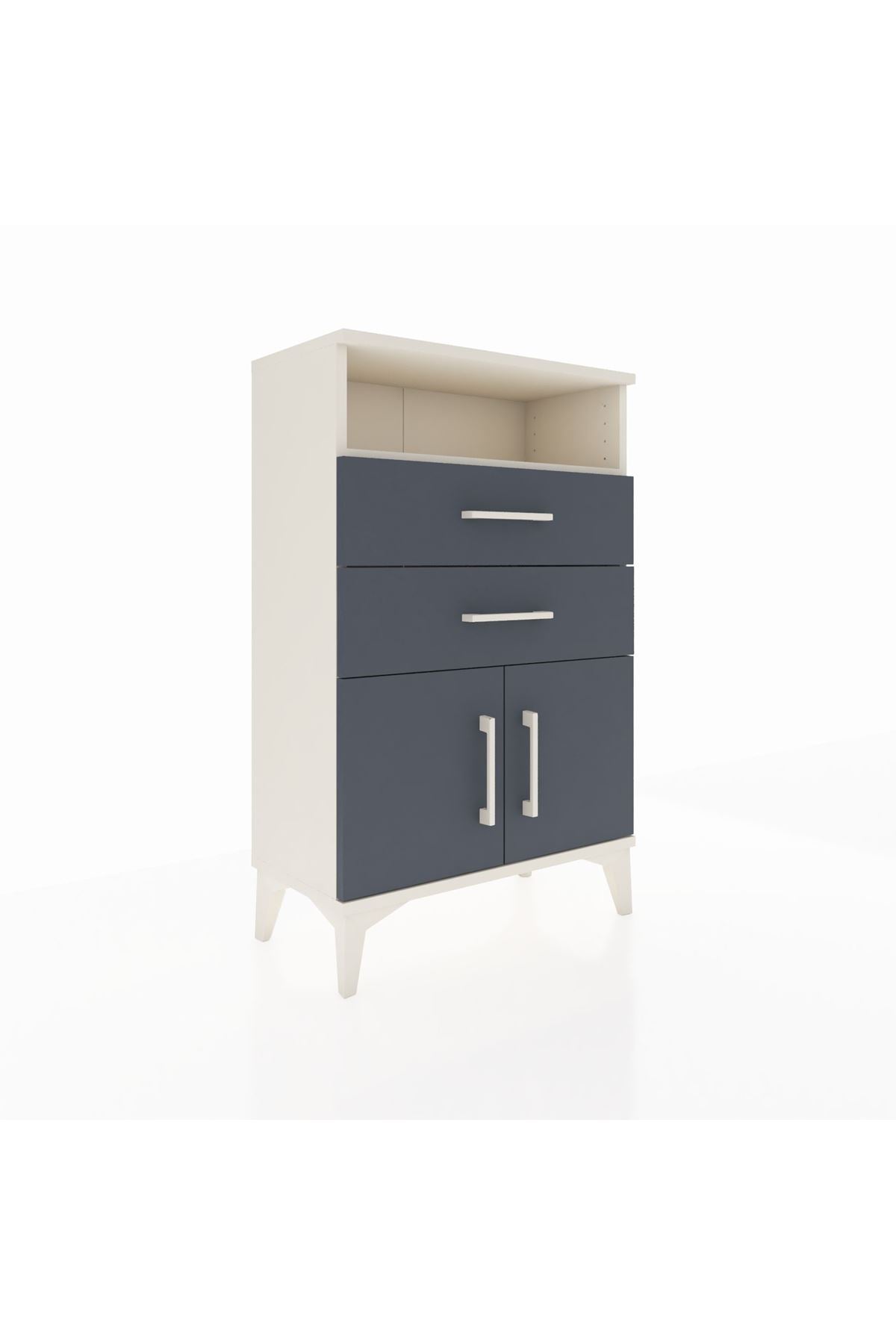 Arges Komodin Tek Raflı 2 Çekmeceli 2 Kapaklı 60x30x96 - S14M025V2A