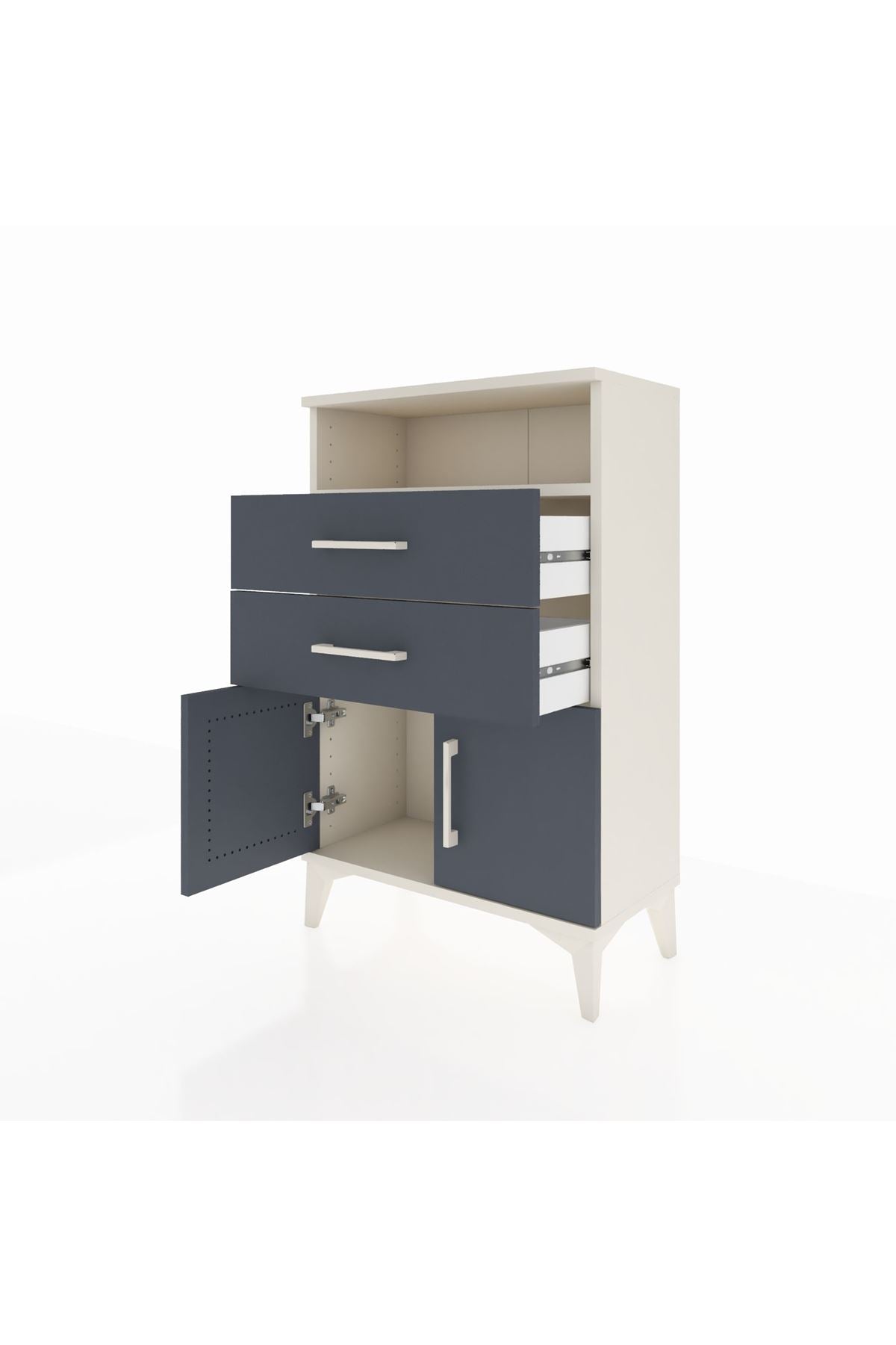 Arges Komodin Tek Raflı 2 Çekmeceli 2 Kapaklı 60x30x96 - S14M025V2A