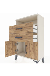 Arges Komodin Tek Raflı 2 Çekmeceli 2 Kapaklı 60x30x96 - S14M025V3A