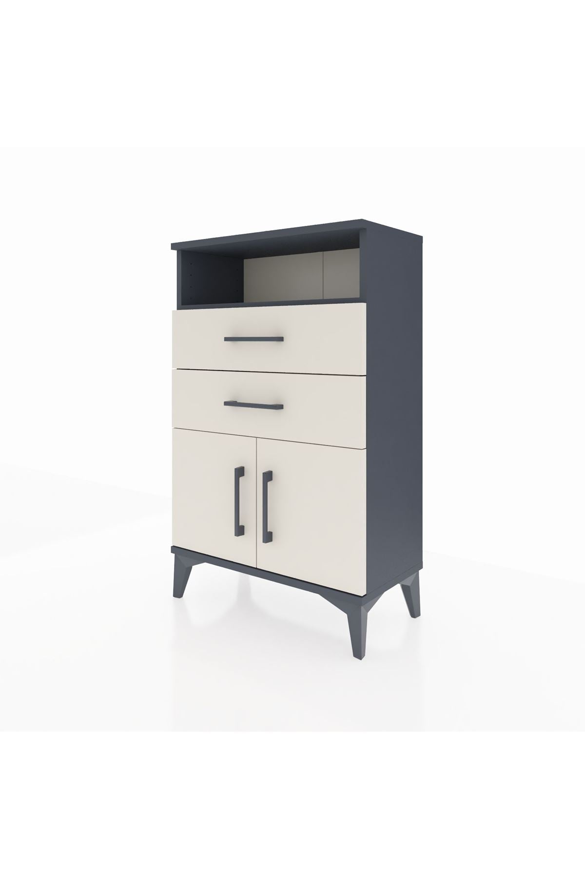 Arges Komodin Tek Raflı 2 Çekmeceli 2 Kapaklı 60x30x96 - S14M025V4A