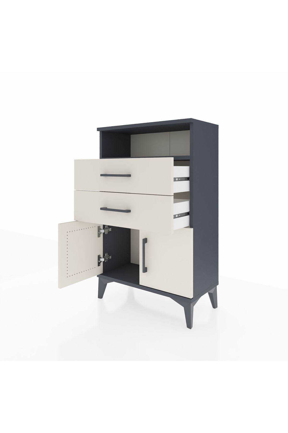 Arges Komodin Tek Raflı 2 Çekmeceli 2 Kapaklı 60x30x96 - S14M025V4A