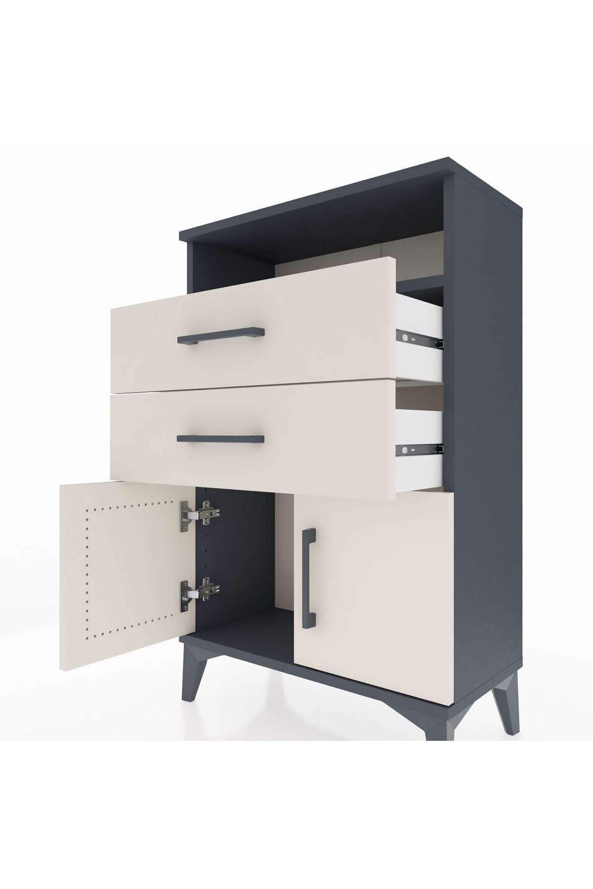 Arges Komodin Tek Raflı 2 Çekmeceli 2 Kapaklı 60x30x96 - S14M025V4A