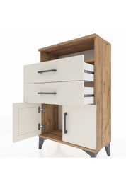 Arges Komodin Tek Raflı 2 Çekmeceli 2 Kapaklı 60x30x96 - S14M025V7A