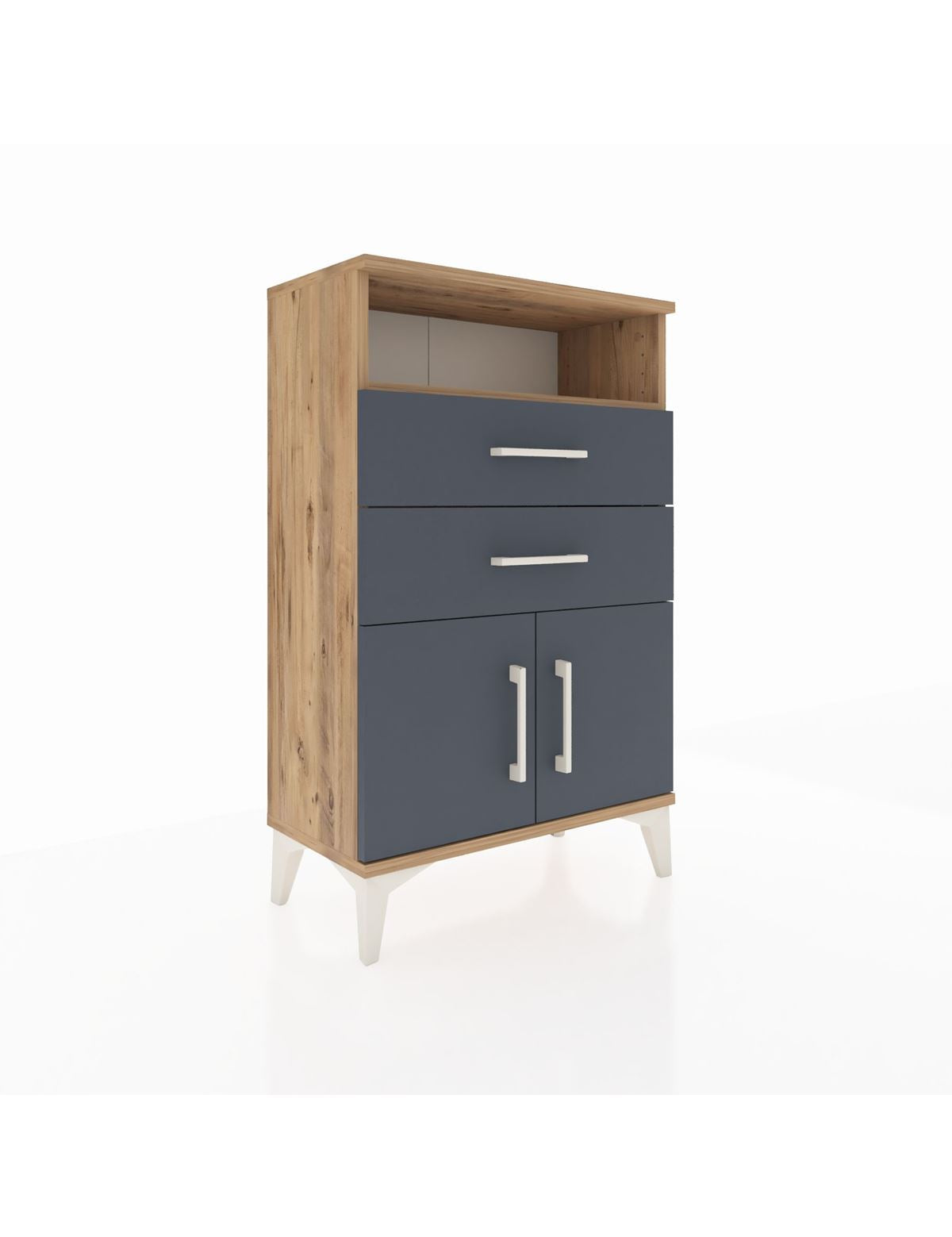 Arges Komodin Tek Raflı 2 Çekmeceli 2 Kapaklı 60x30x96 - S14M025V8A