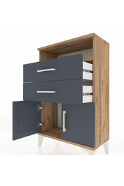 Arges Komodin Tek Raflı 2 Çekmeceli 2 Kapaklı 60x30x96 - S14M025V8A