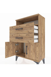 Arges Komodin Tek Raflı 2 Çekmeceli 2 Kapaklı 60x30x96 - S14M025V9A