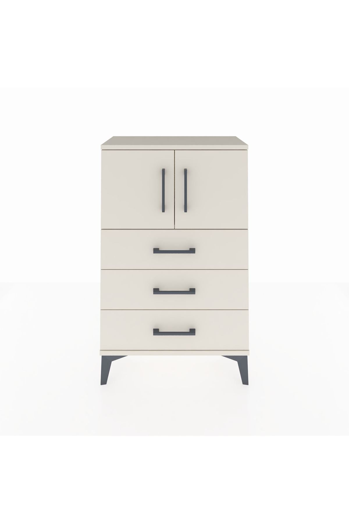 Arges Komodin Tek Raflı 3 Çekmeceli 2 Kapaklı 60x30x96 - S14M026V1A