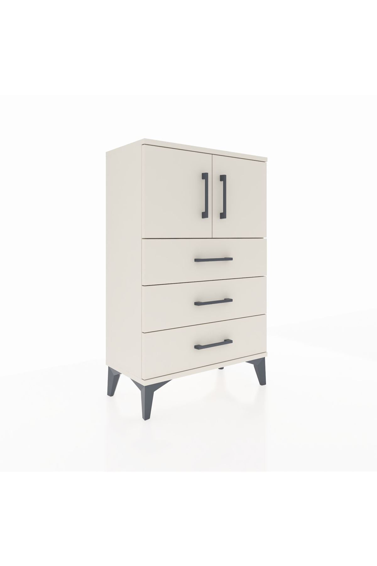 Arges Komodin Tek Raflı 3 Çekmeceli 2 Kapaklı 60x30x96 - S14M026V1A