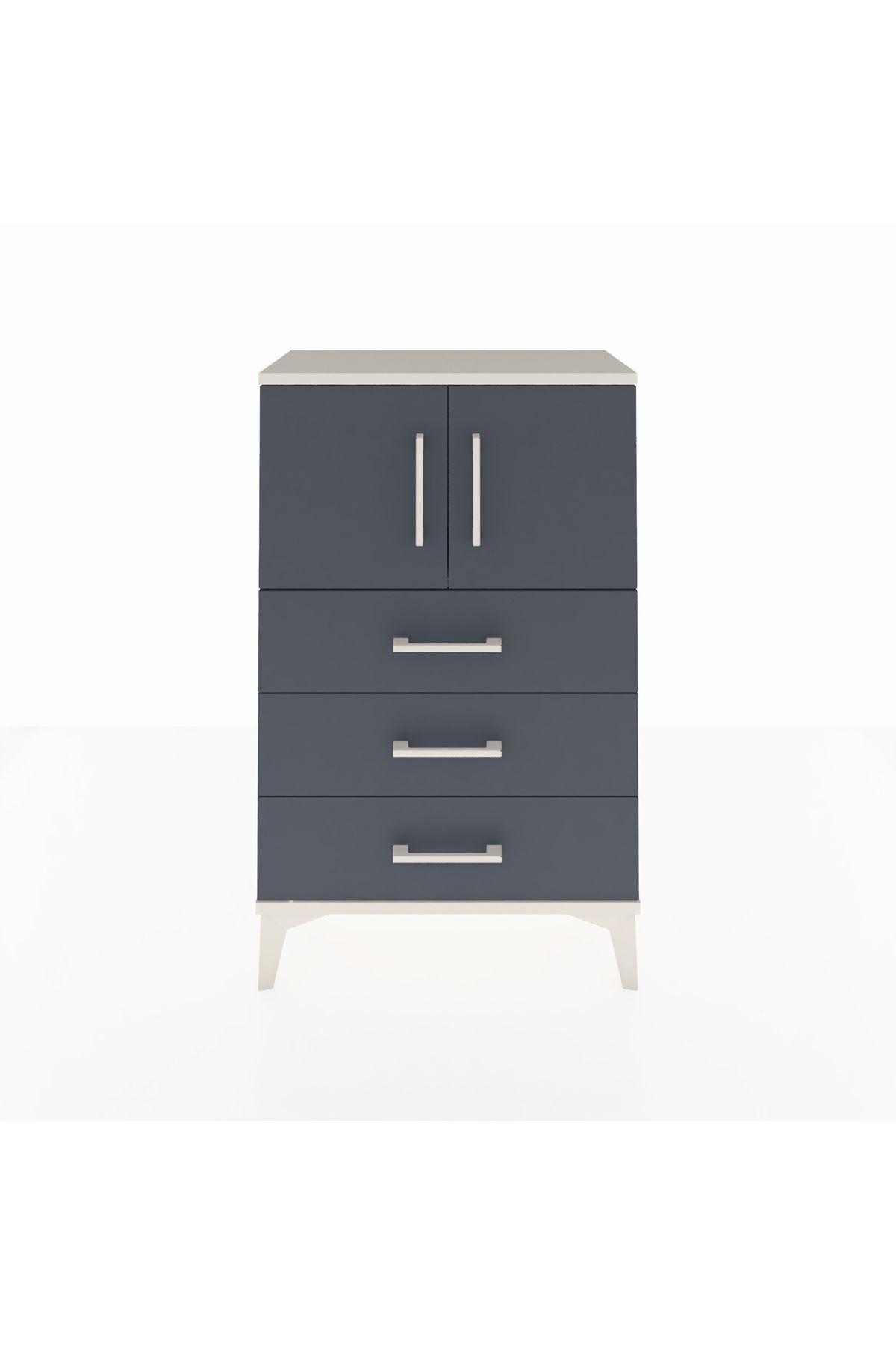 Arges Komodin Tek Raflı 3 Çekmeceli 2 Kapaklı 60x30x96 - S14M026V2A