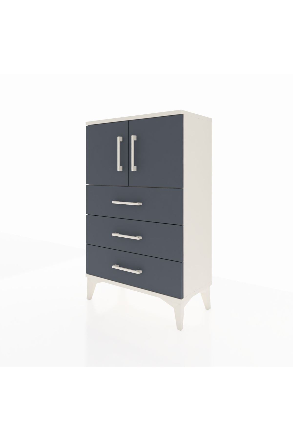 Arges Komodin Tek Raflı 3 Çekmeceli 2 Kapaklı 60x30x96 - S14M026V2A