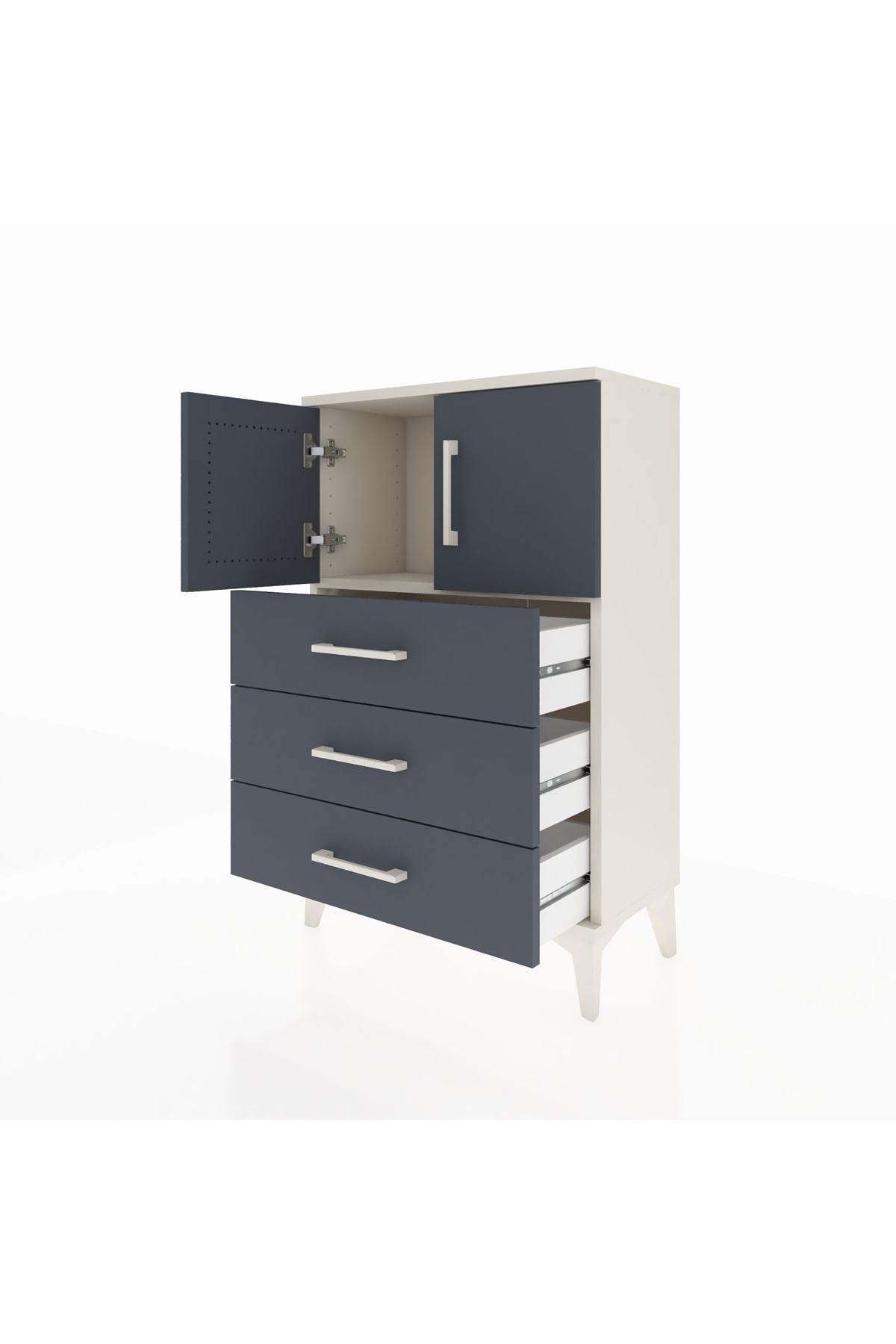 Arges Komodin Tek Raflı 3 Çekmeceli 2 Kapaklı 60x30x96 - S14M026V2A