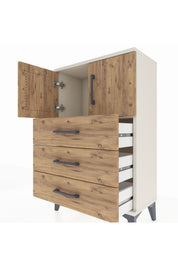 Arges Komodin Tek Raflı 3 Çekmeceli 2 Kapaklı 60x30x96 - S14M026V3A