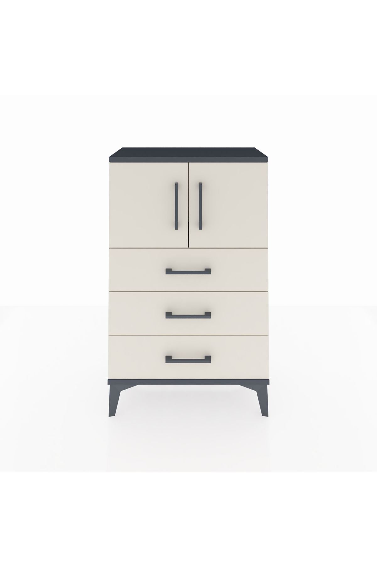 Arges Komodin Tek Raflı 3 Çekmeceli 2 Kapaklı 60x30x96 - S14M026V4A