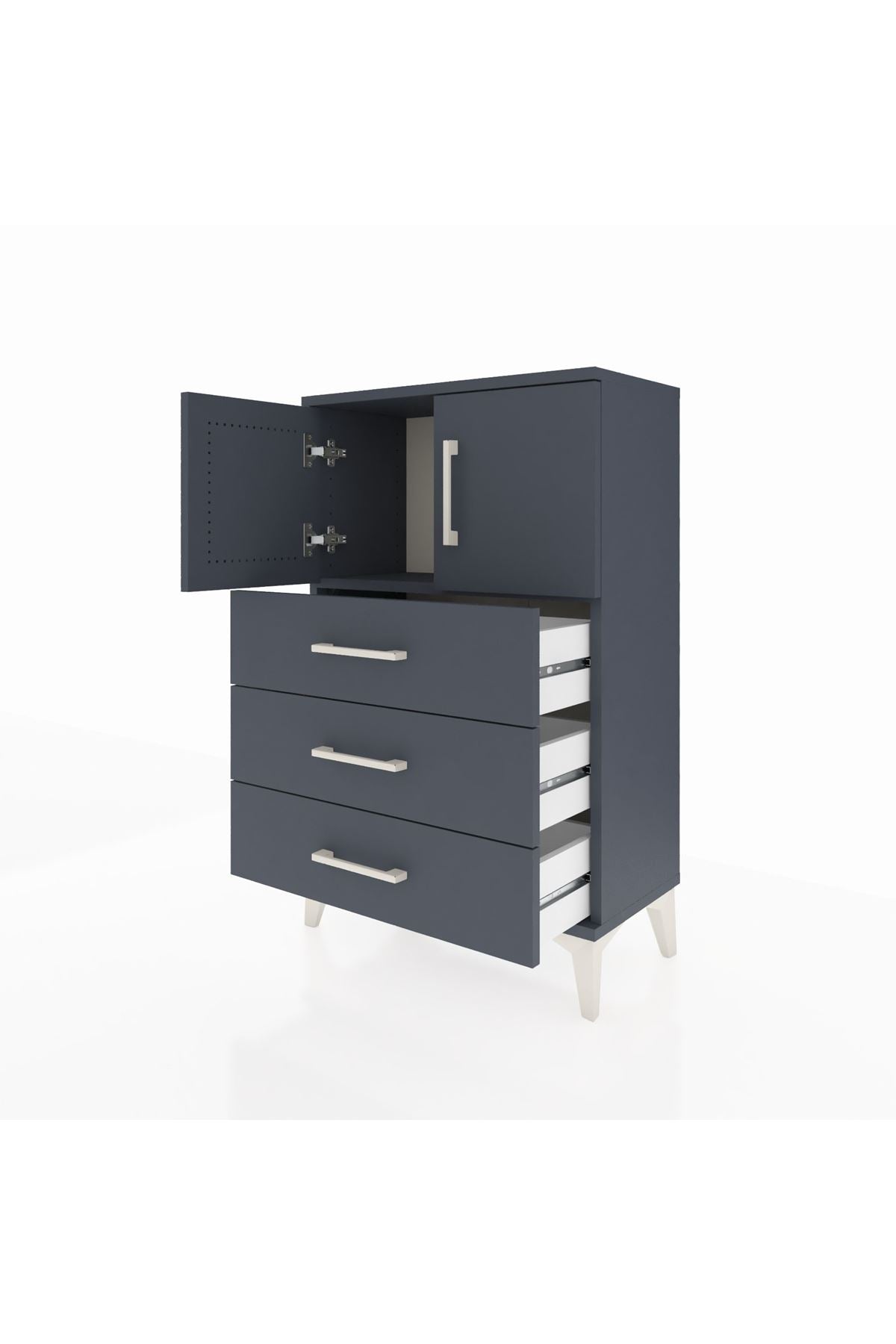 Arges Komodin Tek Raflı 3 Çekmeceli 2 Kapaklı 60x30x96 - S14M026V5A
