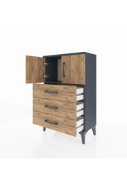 Arges Komodin Tek Raflı 3 Çekmeceli 2 Kapaklı 60x30x96 - S14M026V6A