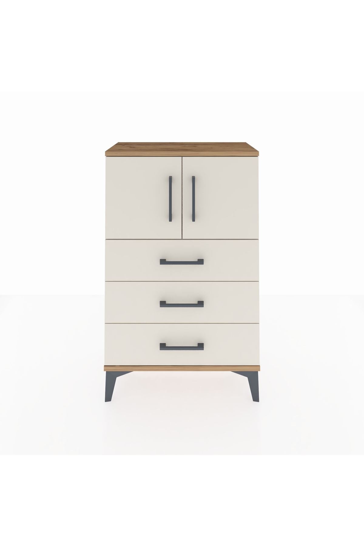 Arges Komodin Tek Raflı 3 Çekmeceli 2 Kapaklı 60x30x96 - S14M026V7A