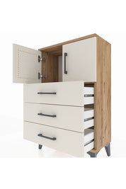 Arges Komodin Tek Raflı 3 Çekmeceli 2 Kapaklı 60x30x96 - S14M026V7A