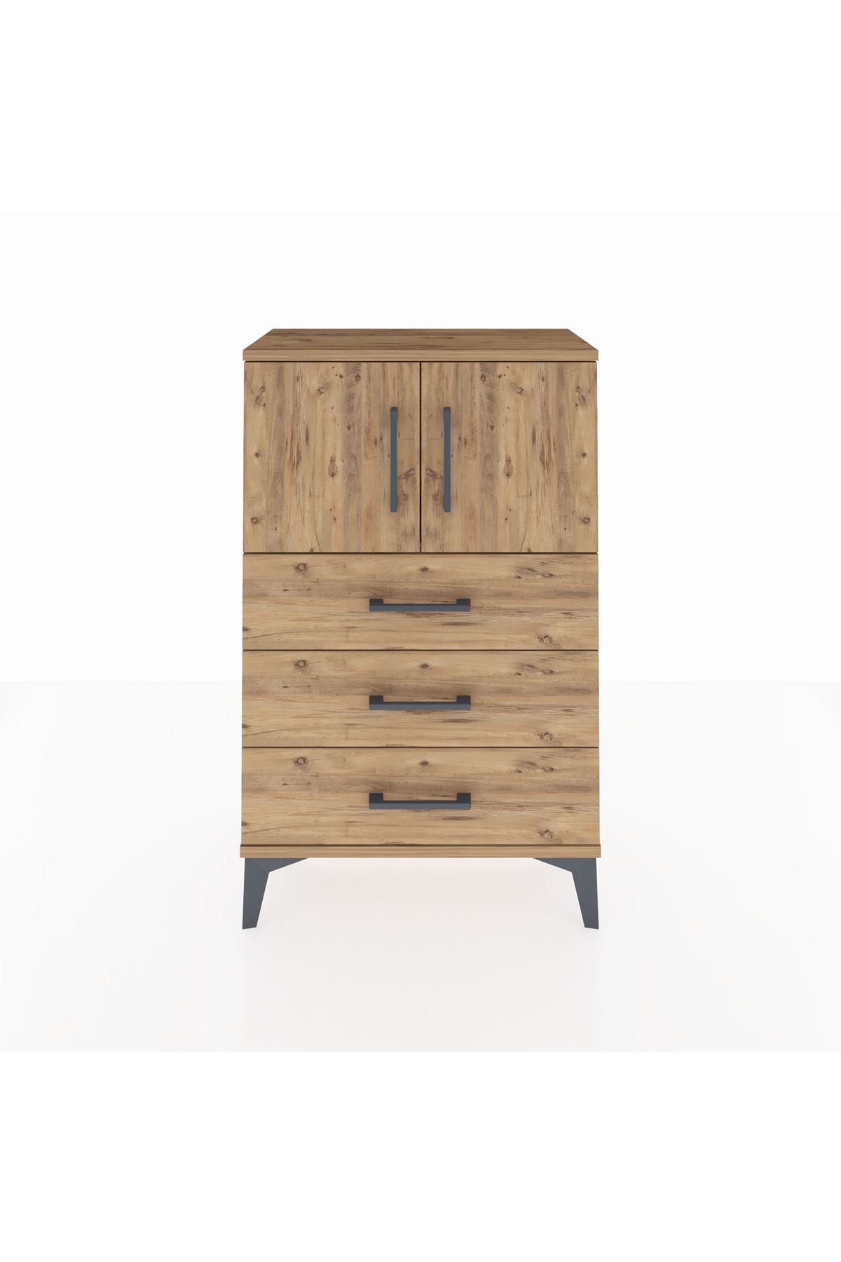 Arges Komodin Tek Raflı 3 Çekmeceli 2 Kapaklı 60x30x96 - S14M026V9A