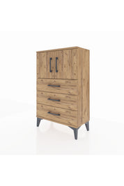 Arges Komodin Tek Raflı 3 Çekmeceli 2 Kapaklı 60x30x96 - S14M026V9A