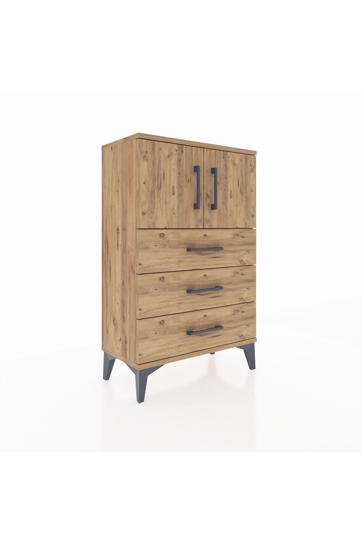 Arges Komodin Tek Raflı 3 Çekmeceli 2 Kapaklı 60x30x96 - S14M026V9A