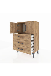 Arges Komodin Tek Raflı 3 Çekmeceli 2 Kapaklı 60x30x96 - S14M026V9A